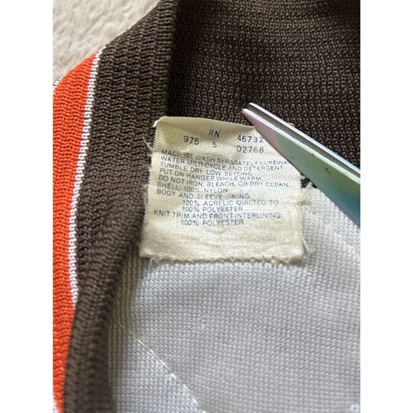 Vintage 80s Chalk Line Cleveland Browns Quilted Snap Bomber Satin Jacket Size XL - Picture 6 of 11